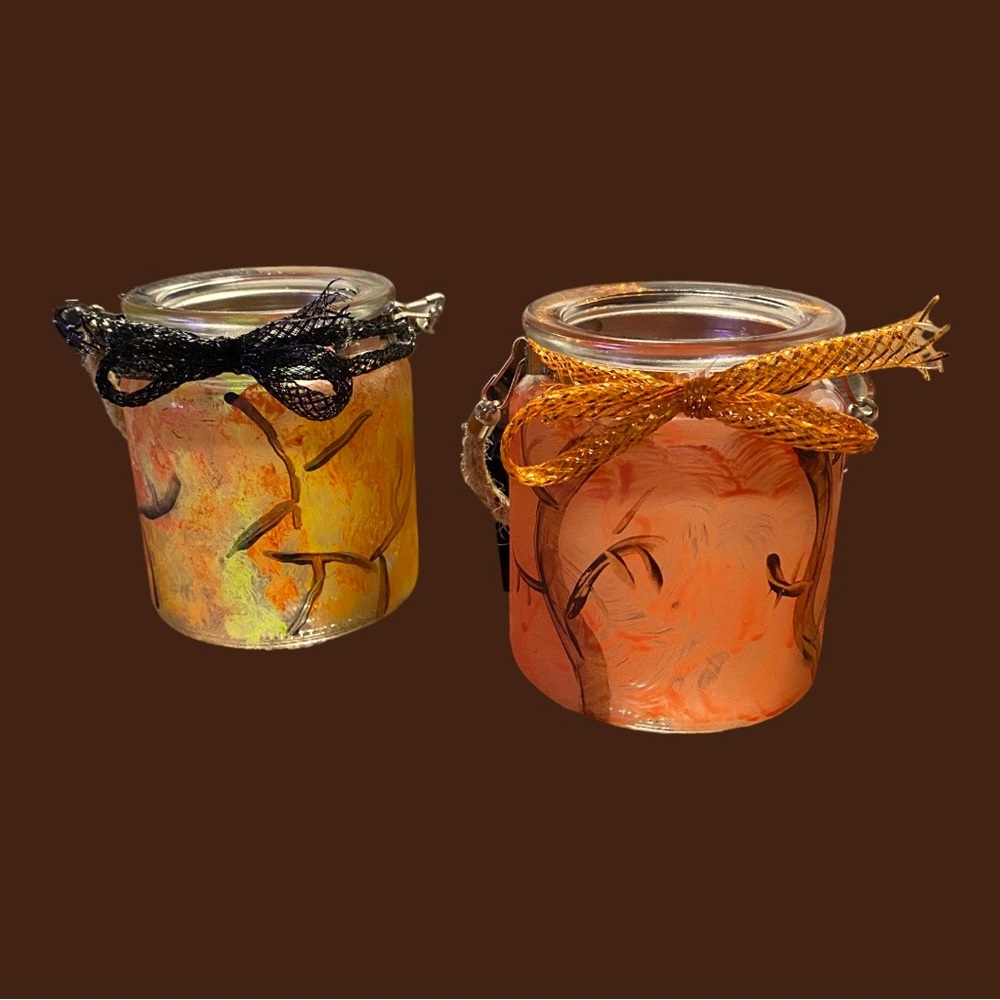 Hand painted Fall Candle